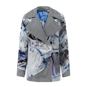 Bluetower print double-layer jacket